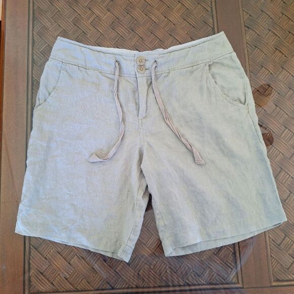100% Linen Shorts Modest Drawstring Pockets Flax sz 8 JONES & CO. JONES NEW YORK - Picture 16 of 16